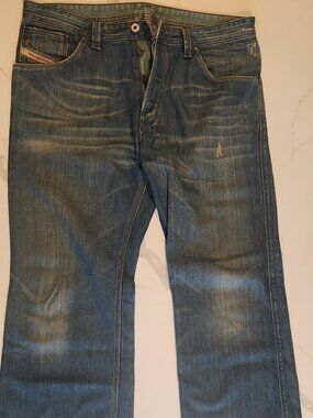 Diesel Industry Men's Distressed Button Fly Jeans Blue Size 34